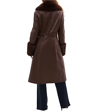 Azalea Wang Kaya Faux Fur Oversize Shawl Collar Belted Snap Front Trench Coat
