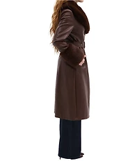 Azalea Wang Kaya Faux Fur Oversize Shawl Collar Belted Snap Front Trench Coat