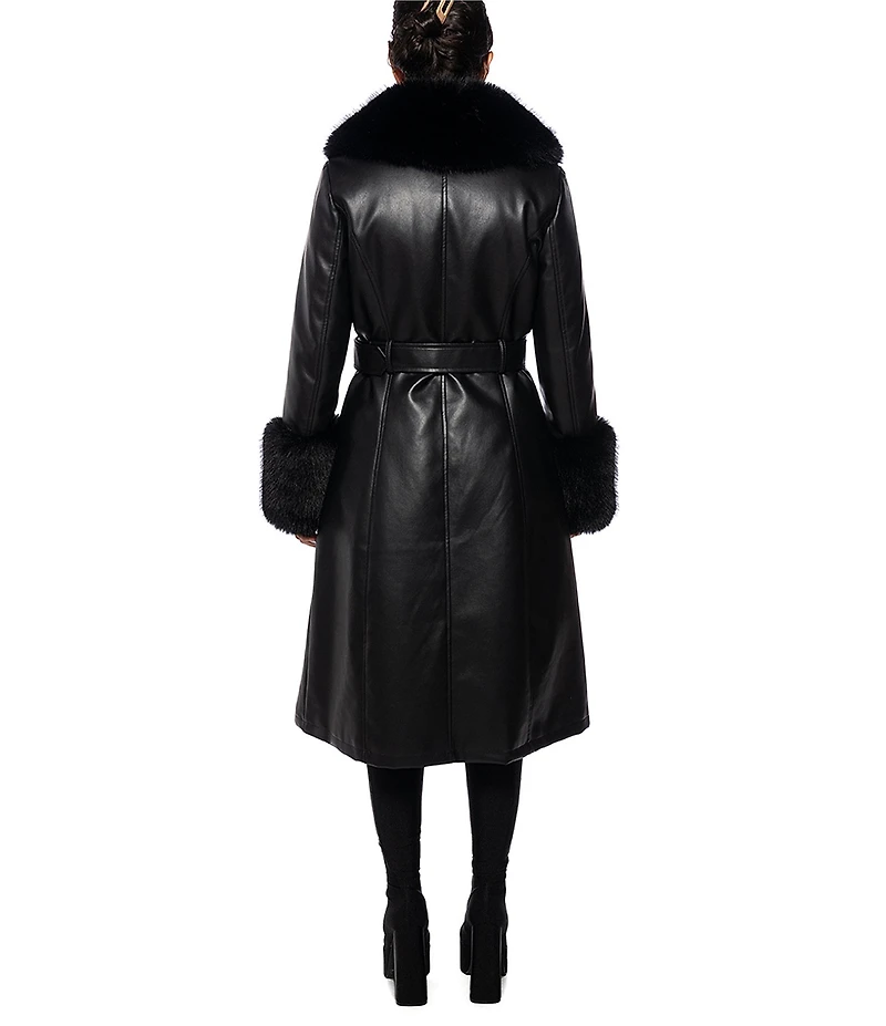 Azalea Wang Kaya Faux Fur Oversize Shawl Collar Belted Trench Coat