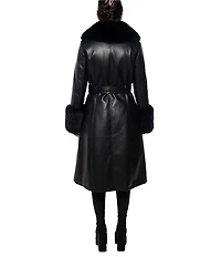 Azalea Wang Kaya Faux Fur Oversize Shawl Collar Belted Trench Coat