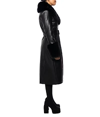 Azalea Wang Kaya Faux Fur Oversize Shawl Collar Belted Trench Coat