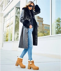 Azalea Wang Kaya Faux Fur Oversize Shawl Collar Belted Trench Coat