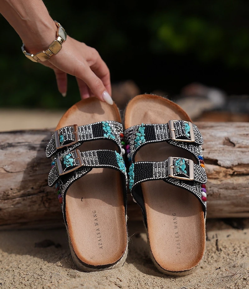 Azalea Wang Kaylum Embellished Double Banded Sandals