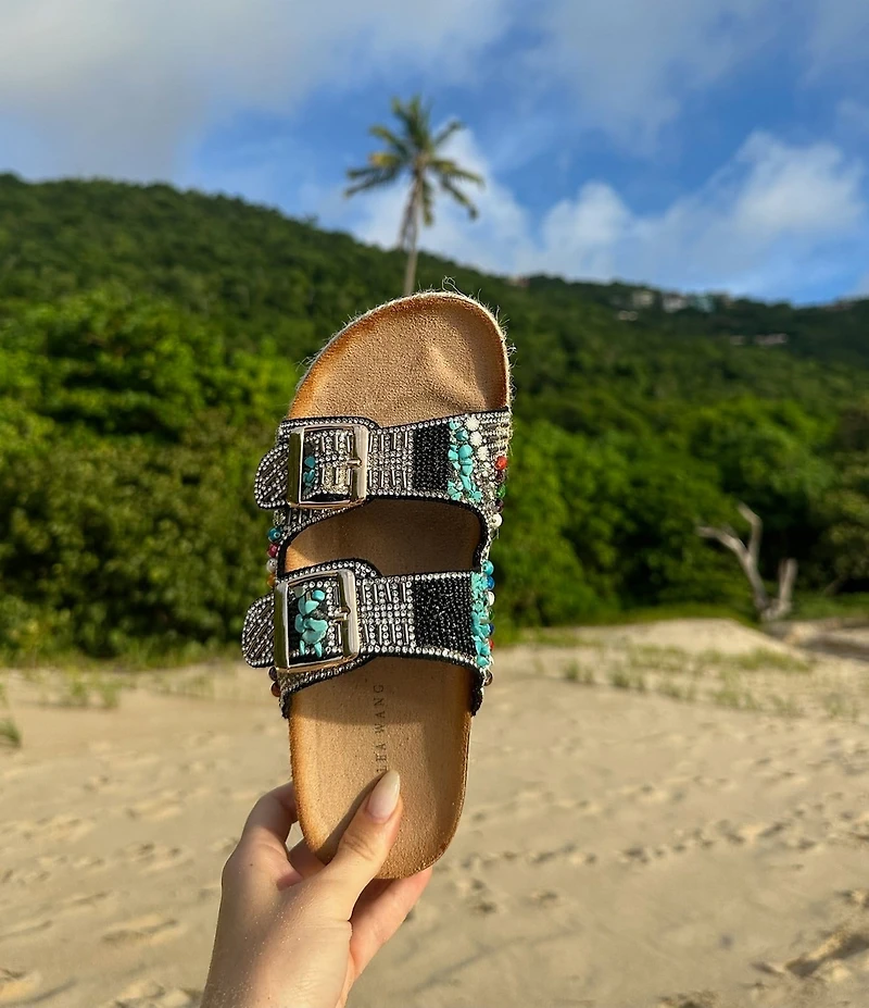 Azalea Wang Kaylum Embellished Double Banded Sandals