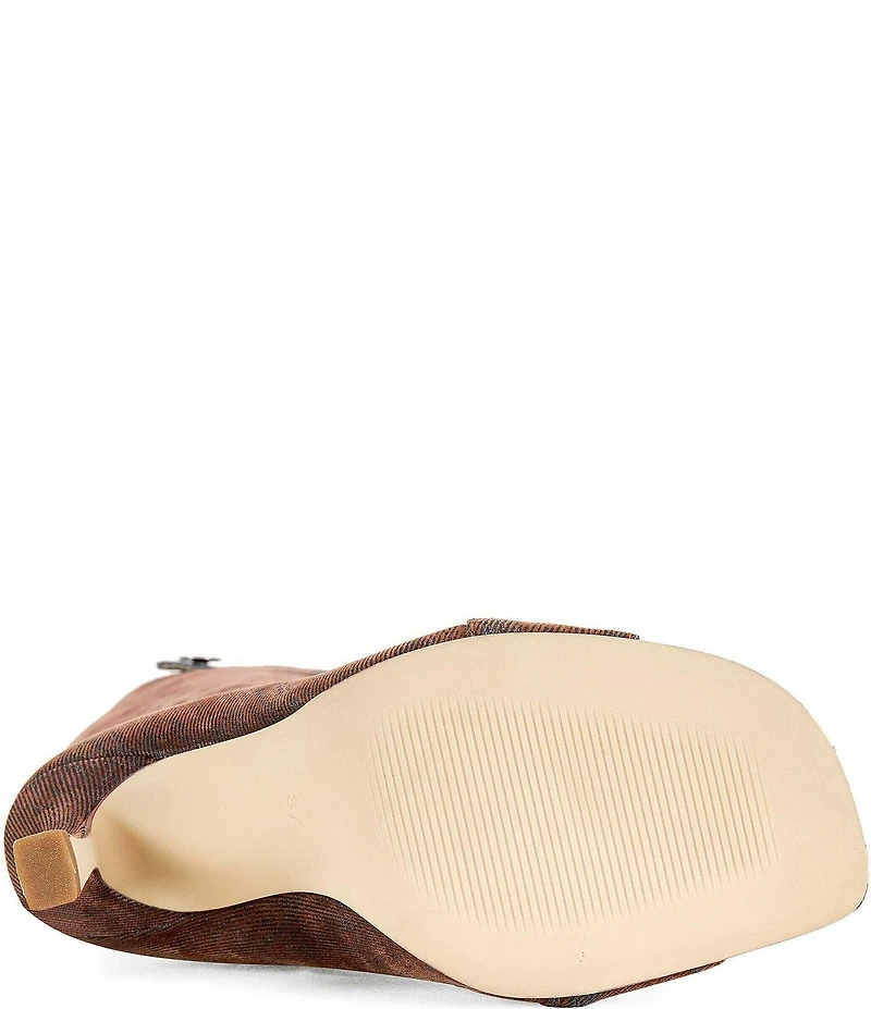 Azalea Wang Kazuki Button Hardware Peep Toe Stiletto Tall Boots