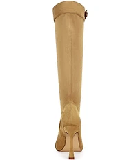 Azalea Wang Kazuki Button Hardware Peep Toe Stiletto Tall Boots