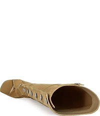 Azalea Wang Kazuki Button Hardware Peep Toe Stiletto Tall Boots