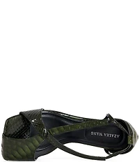 Azalea Wang Keleder Croco Print Square Split Toe Ankle Tie Sandals