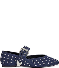 Azalea Wang Kennith Denim Studded Mary Jane Ballet Flats