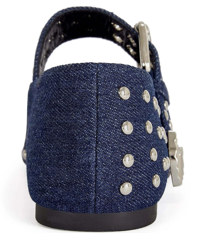 Azalea Wang Kennith Denim Studded Mary Jane Ballet Flats