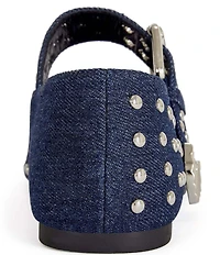 Azalea Wang Kennith Denim Studded Mary Jane Ballet Flats