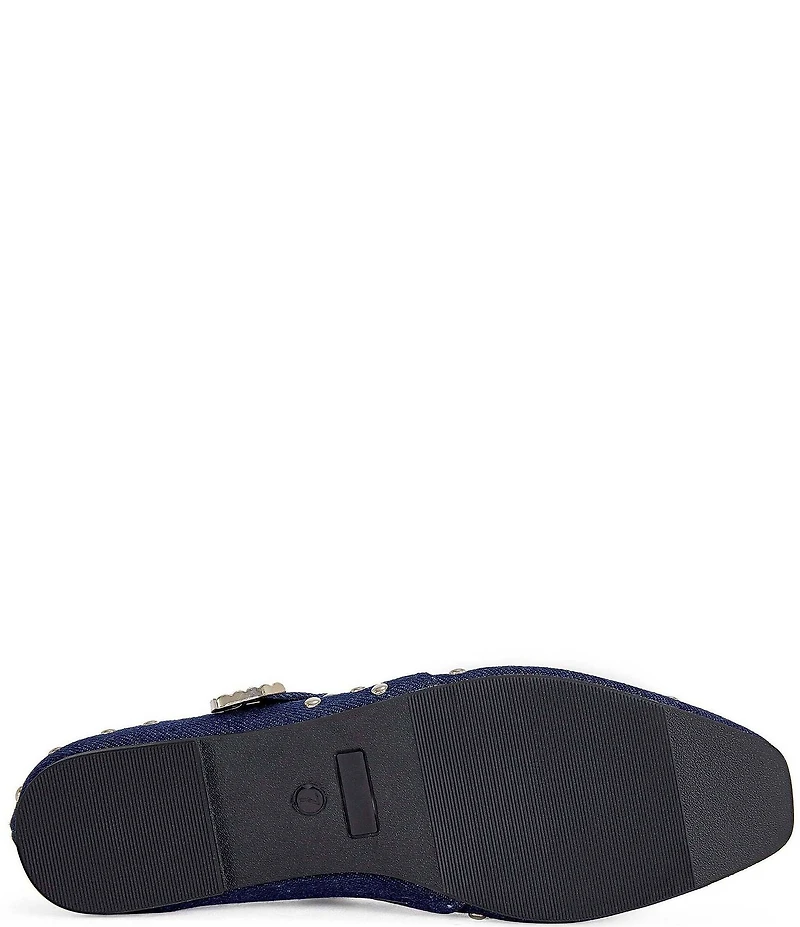 Azalea Wang Kennith Denim Studded Mary Jane Ballet Flats