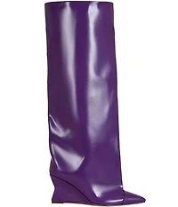 Azalea Wang Kenya Pointed Toe Wedge Over The Knee Boots