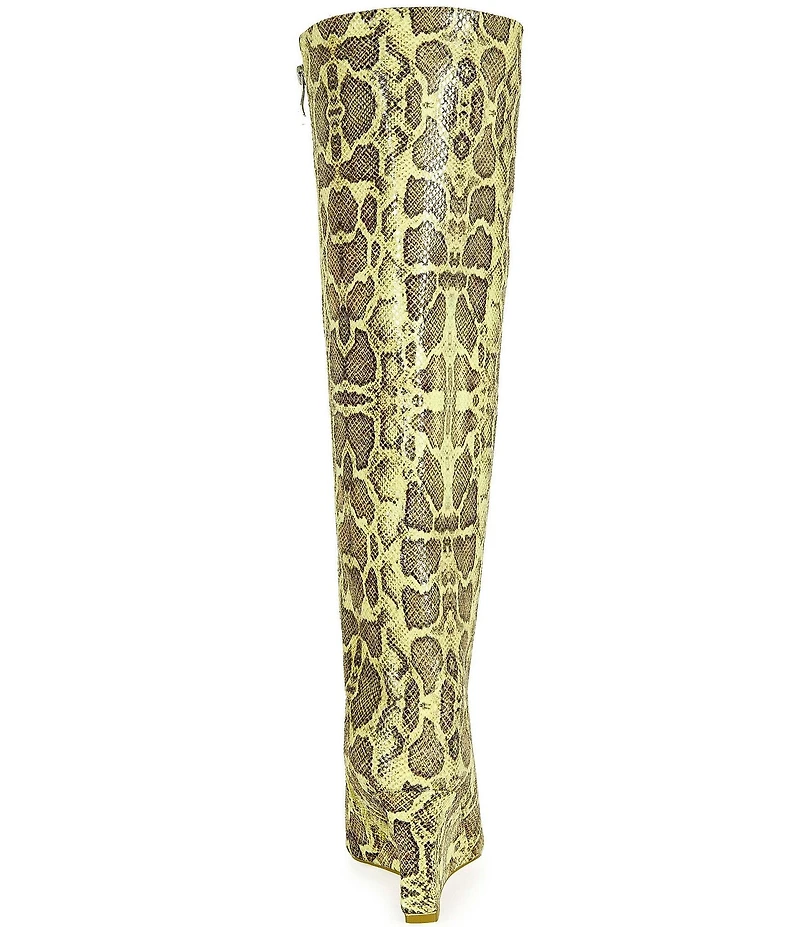 Azalea Wang Kenya Snake Print Over The Knee Boots