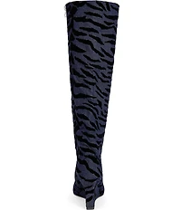 Azalea Wang Kenya Tiger Denim Wedge Tall Boots