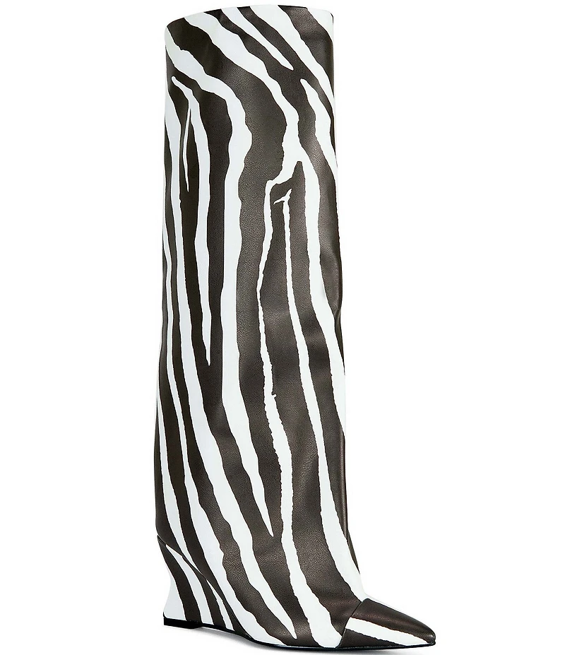 Azalea Wang Kenya Zebra Print Over The Knee Boots
