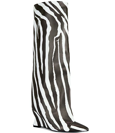 Azalea Wang Kenya Zebra Print Over The Knee Boots