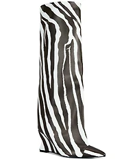 Azalea Wang Kenya Zebra Print Over The Knee Boots