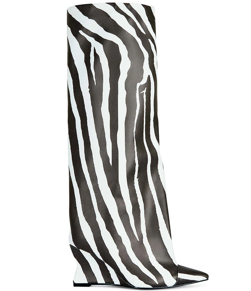 Azalea Wang Kenya Zebra Print Over The Knee Boots