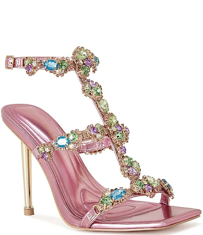Azalea Wang Khai Multicolor Jewel Ornament Strappy Dress Sandals