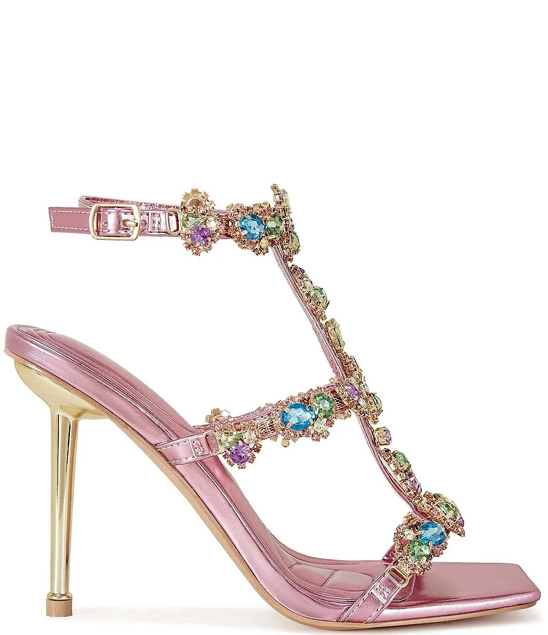 Azalea Wang Khai Multicolor Jewel Ornament Strappy Dress Sandals