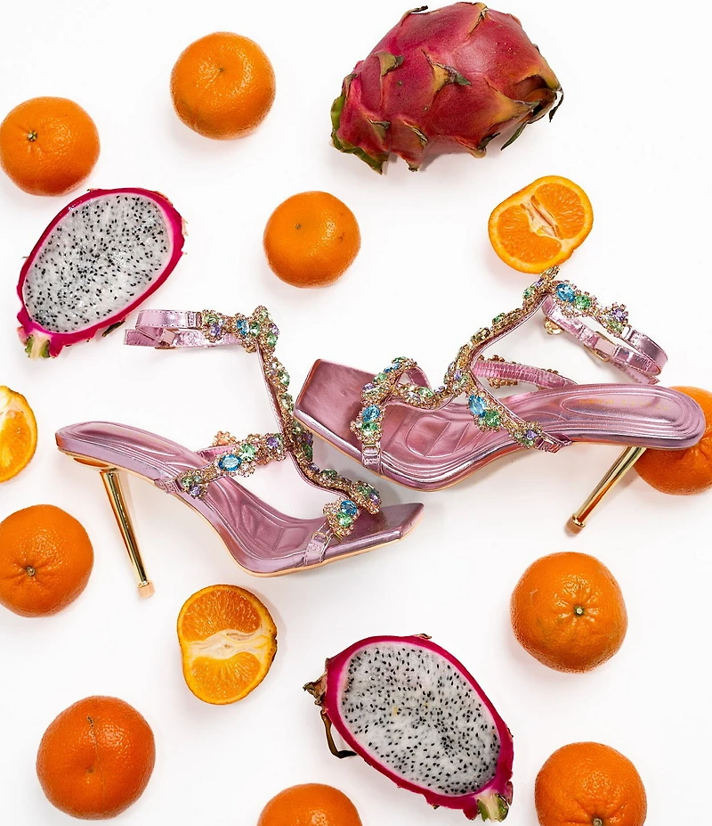 Azalea Wang Khai Multicolor Jewel Ornament Strappy Dress Sandals