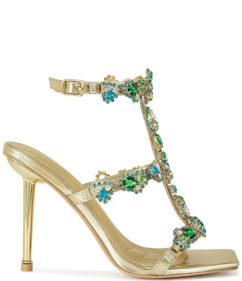 Azalea Wang Khai Multicolor Jewel Ornament Strappy Dress Sandals