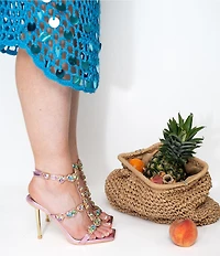 Azalea Wang Khai Multicolor Jewel Ornament Strappy Dress Sandals