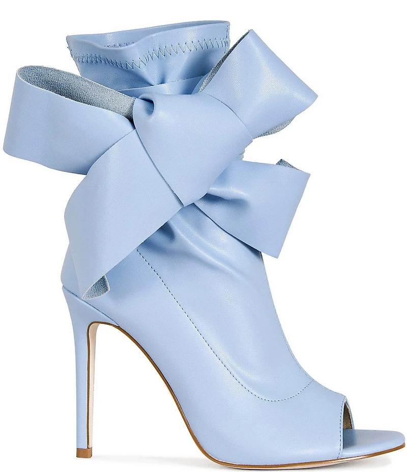 Azalea Wang Klarice Big Bow Peep Toe Booties