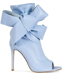 Azalea Wang Klarice Big Bow Peep Toe Booties