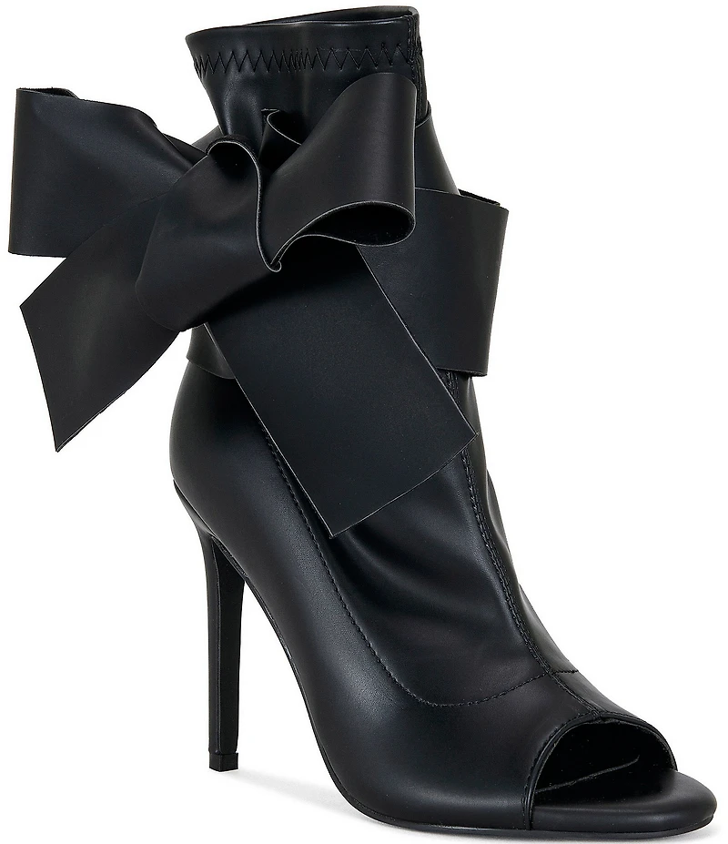 Azalea Wang Klarice Big Bow Peep Toe Booties