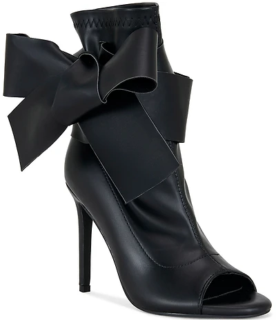 Azalea Wang Klarice Big Bow Peep Toe Booties