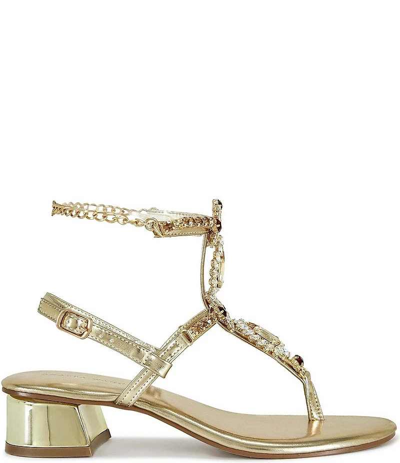 Azalea Wang Kunzite Jewel Embellished Gladiator Thong Dress Sandals