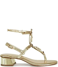 Azalea Wang Kunzite Jewel Embellished Gladiator Thong Dress Sandals
