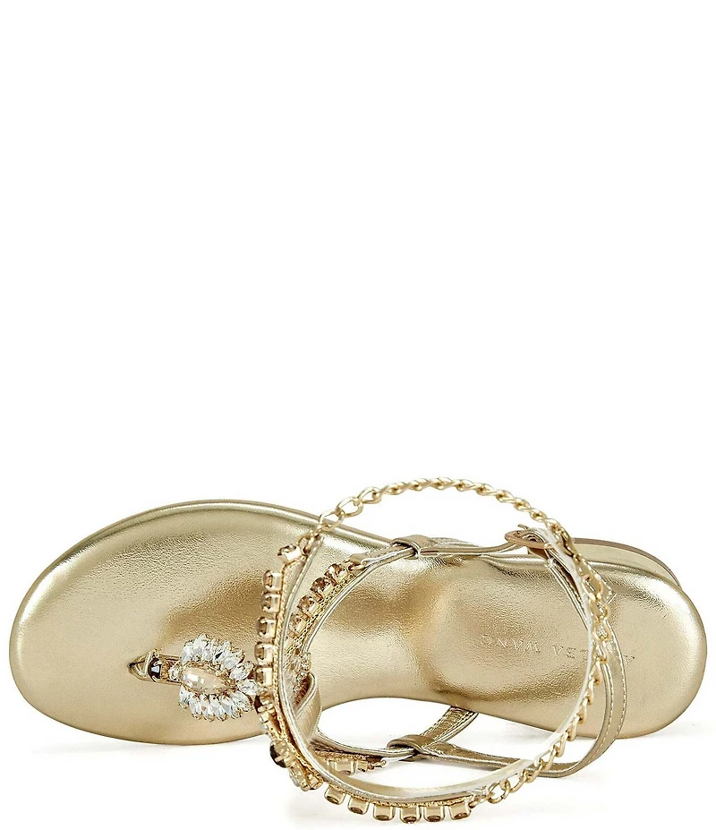 Azalea Wang Kunzite Jewel Embellished Gladiator Thong Dress Sandals