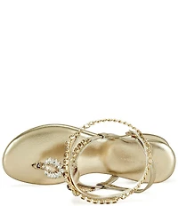 Azalea Wang Kunzite Jewel Embellished Gladiator Thong Dress Sandals