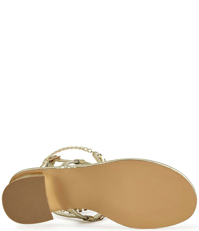 Azalea Wang Kunzite Jewel Embellished Gladiator Thong Dress Sandals