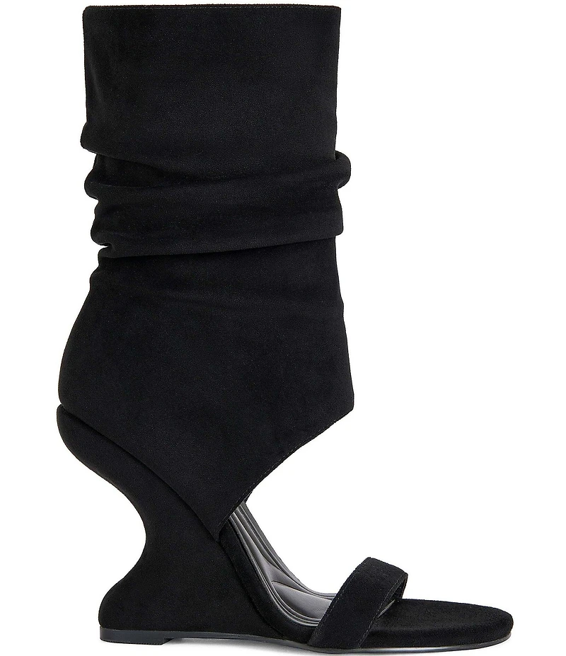 Azalea Wang Kyvelisa Sculpted Wedge Sandal Mid Calf Slouch Dress Sandals