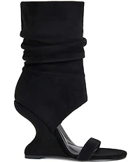 Azalea Wang Kyvelisa Sculpted Wedge Sandal Mid Calf Slouch Dress Sandals