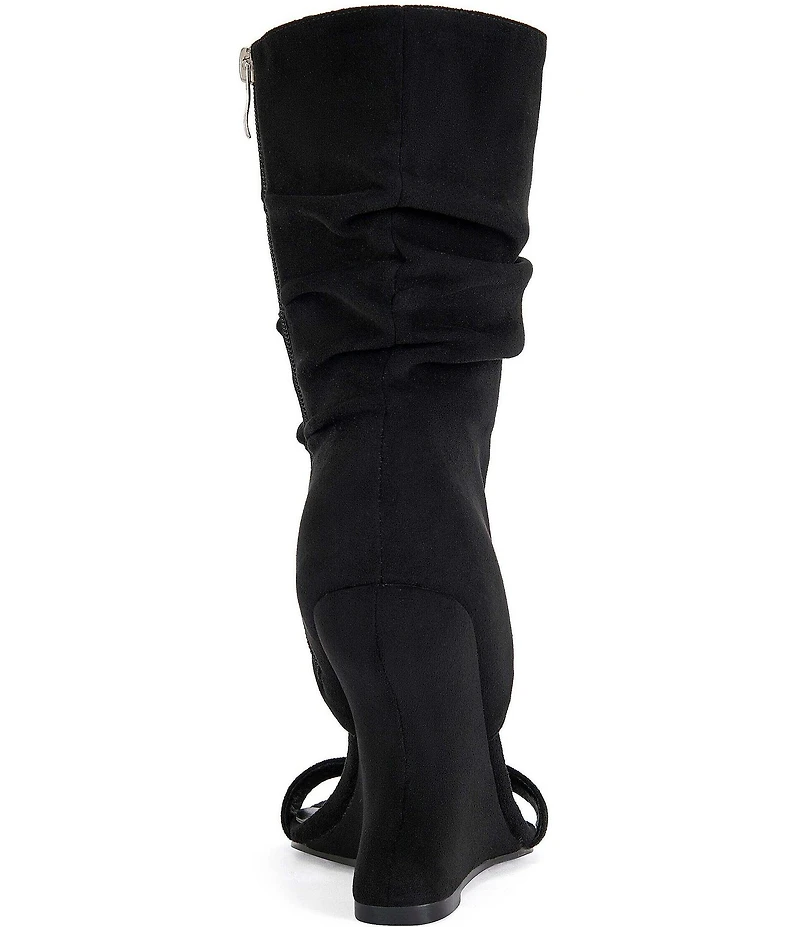 Azalea Wang Kyvelisa Sculpted Wedge Sandal Mid Calf Slouch Dress Sandals