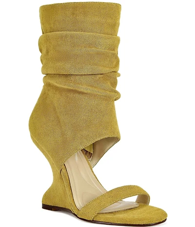 Azalea Wang Kyvelisa Sculpted Wedge Sandal Mid Calf Slouch Dress Sandals