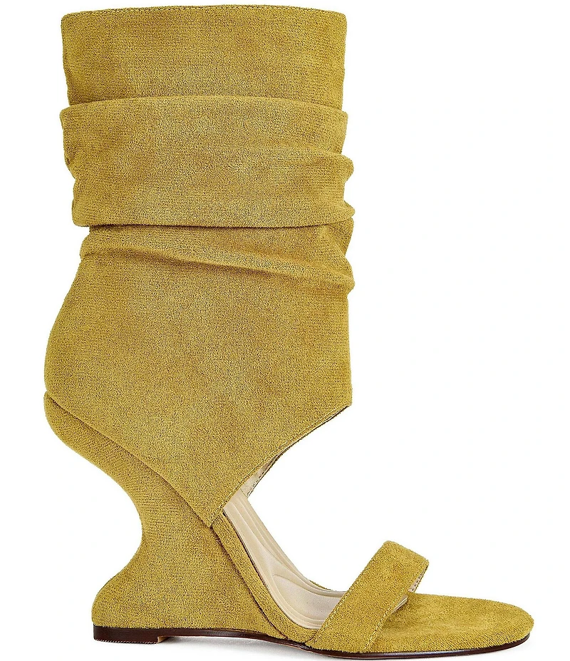 Azalea Wang Kyvelisa Sculpted Wedge Sandal Mid Calf Slouch Dress Sandals