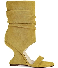 Azalea Wang Kyvelisa Sculpted Wedge Sandal Mid Calf Slouch Dress Sandals
