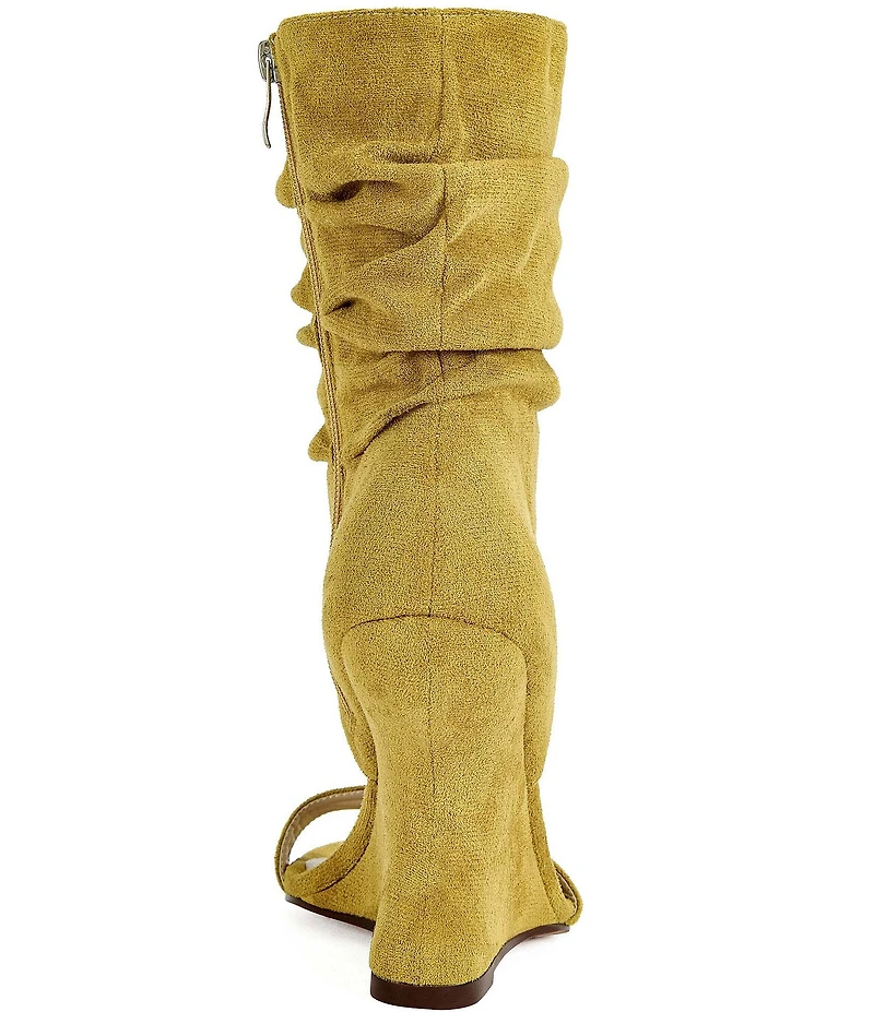 Azalea Wang Kyvelisa Sculpted Wedge Sandal Mid Calf Slouch Dress Sandals