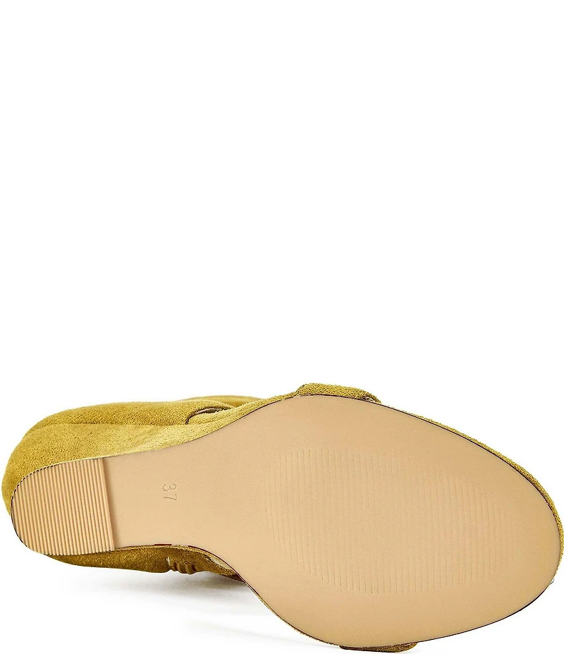 Azalea Wang Kyvelisa Sculpted Wedge Sandal Mid Calf Slouch Dress Sandals