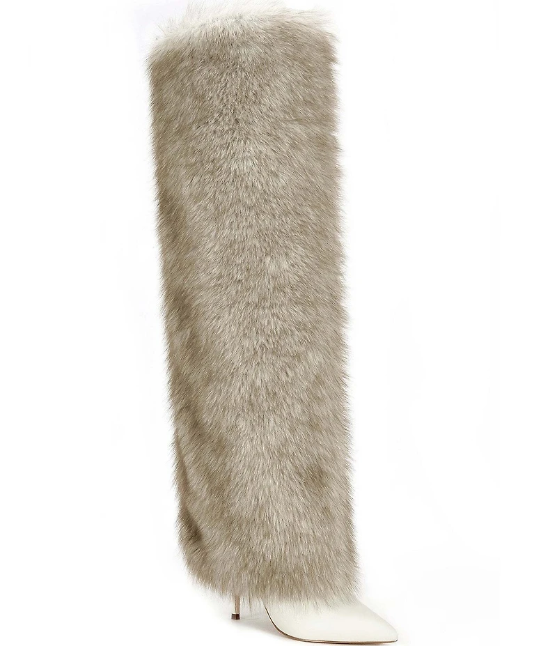 Azalea Wang Langann Faux Fur Over The Knee Boots