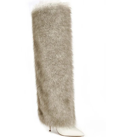 Azalea Wang Langann Faux Fur Over The Knee Boots