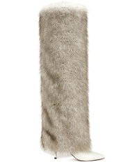 Azalea Wang Langann Faux Fur Over The Knee Boots