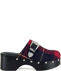 Azalea Wang Latifah Studded Plaid Western Buckle Hardware Platform Clogs