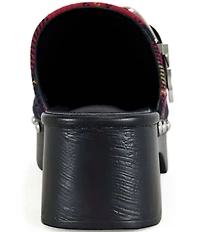 Azalea Wang Latifah Studded Plaid Western Buckle Hardware Platform Clogs